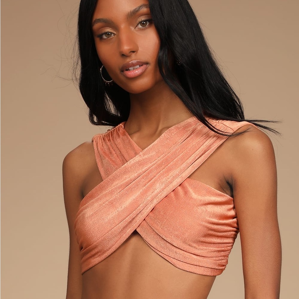 Lulus Copper Cross Front Sleeveless Crop Top